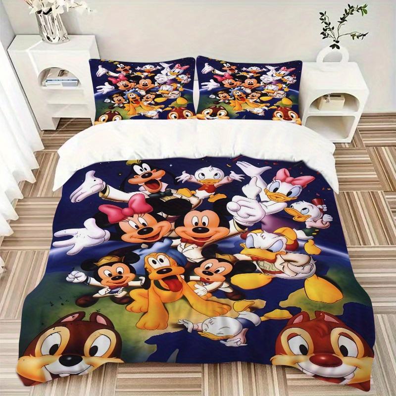 3pcs Disney Classic Characters Quilt Cover Set (1 Quilt Cover + 2 Pillowcases Without Pillow Core), High-Definition Printing for Home and Do