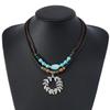 Butterfly-shaped Wooden Beaded Double-layer Necklace, Women's Retro-style Woven Rope Collarbone Chain
