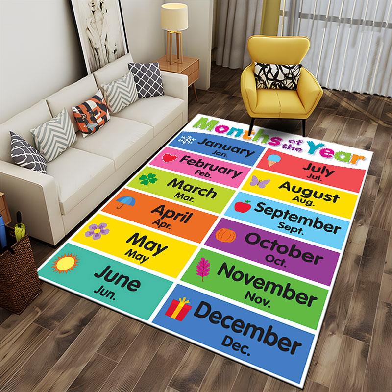 Months of the Year Pattern Carpet suitable as a non-slip mat for the living room or bedroom sofa