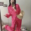 Pajamas women's spring new ice silk new high-end long-sleeved luxury feather silk spring loungewear cover