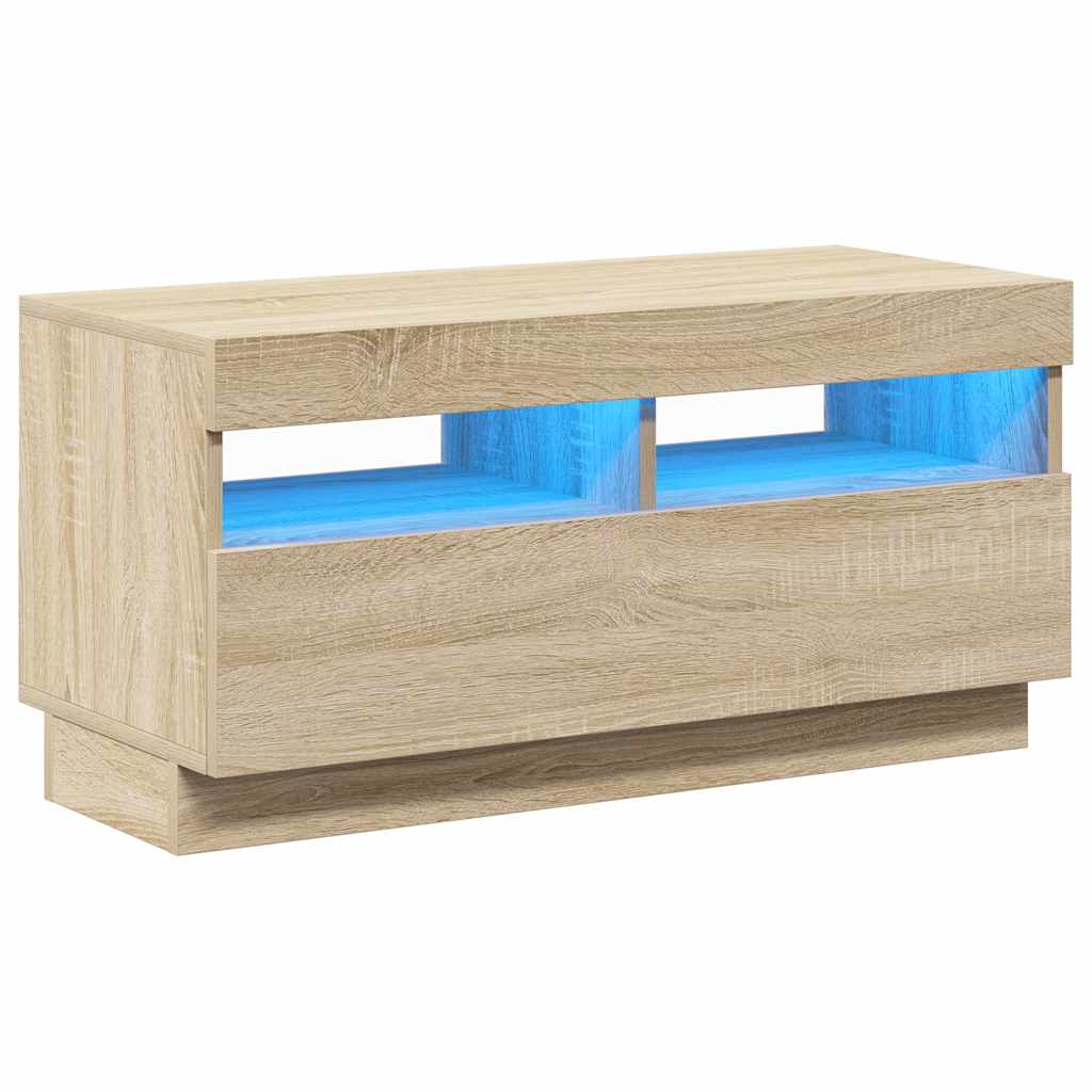 Vidaxl Szafka Tv Z Oświetleniem Led, Dąb Sonoma, 80X35X40 Cm