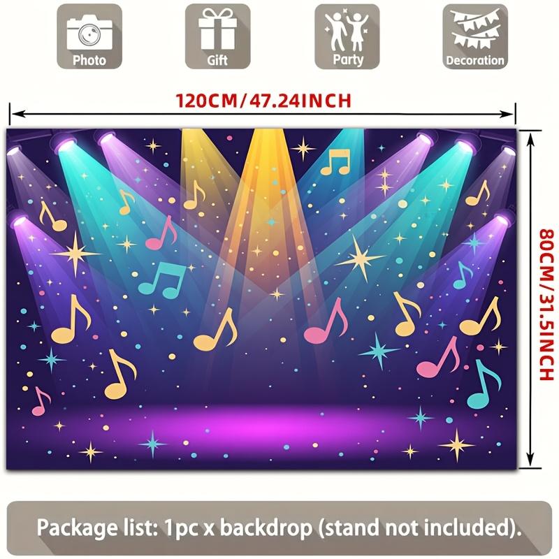 Two-dimensional plane, 2D plane banner, 1 piece of colorful musical note stage party background polyester curtain