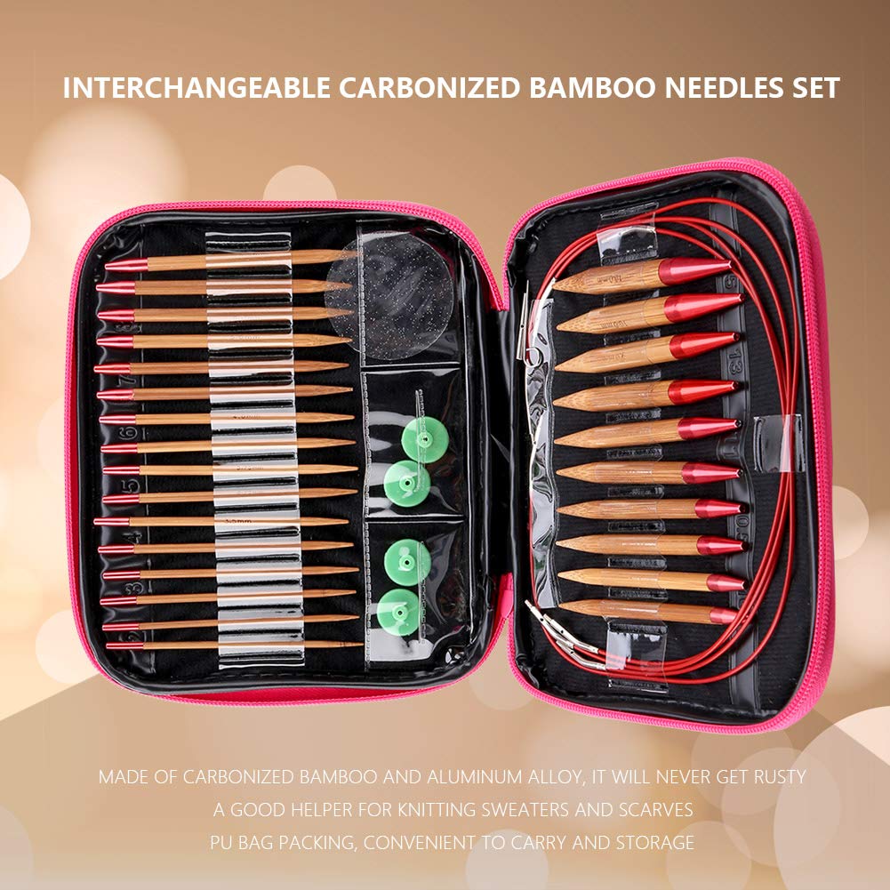 Кольцо спицы спицы вязание ручной работы Rust PU сумка 13 предметов набор, кольцо, игла, подарок, подарок, DIY, принадлежности, доказательство, включено,