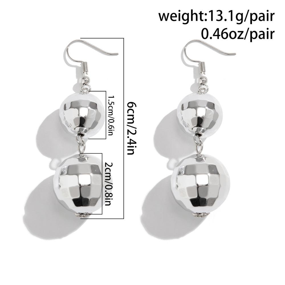 Personality Sliver Disco Neon Light Lamp Ball Bead Beaded Tassel Dangle Earrings for Women Jewelry Accessory Gifts
