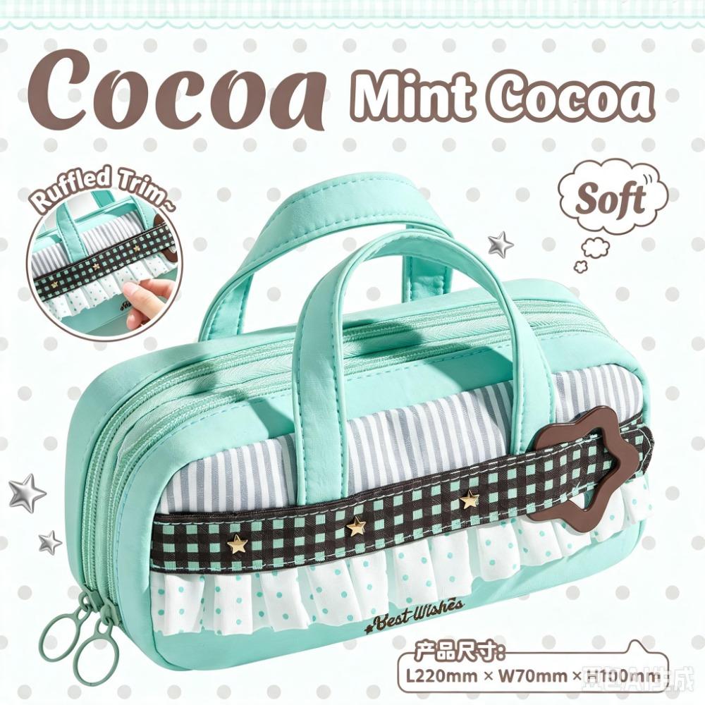 Carry Handles Pencil Pouch Polka Dot Pattern Zipper Pencil Case Cute Pencil Case School Supplies