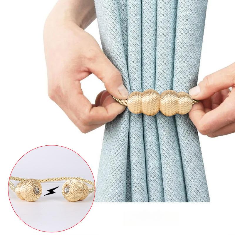 2pcs Vintage Style Magnetic Curtain Tiebacks with Rope - Decorative Plastic Holdbacks for Elegant Window Treatment