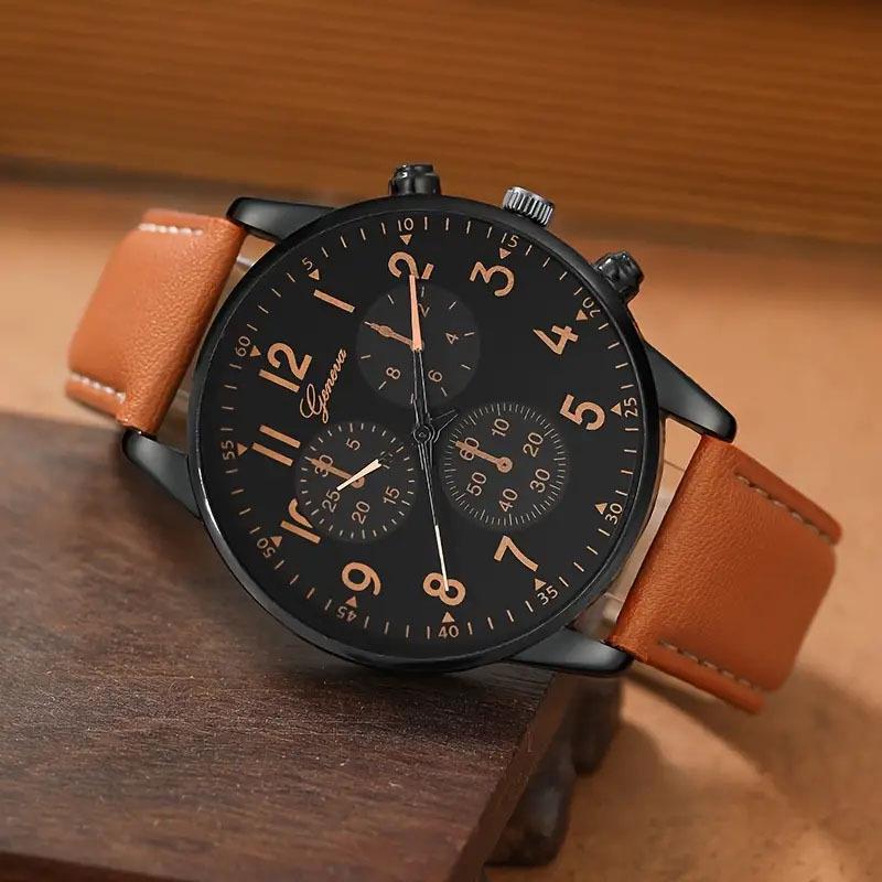 Мужские кварцевые часы с полиуретановым ремешком - Модные часы в деловом стиле для повседневной носки.