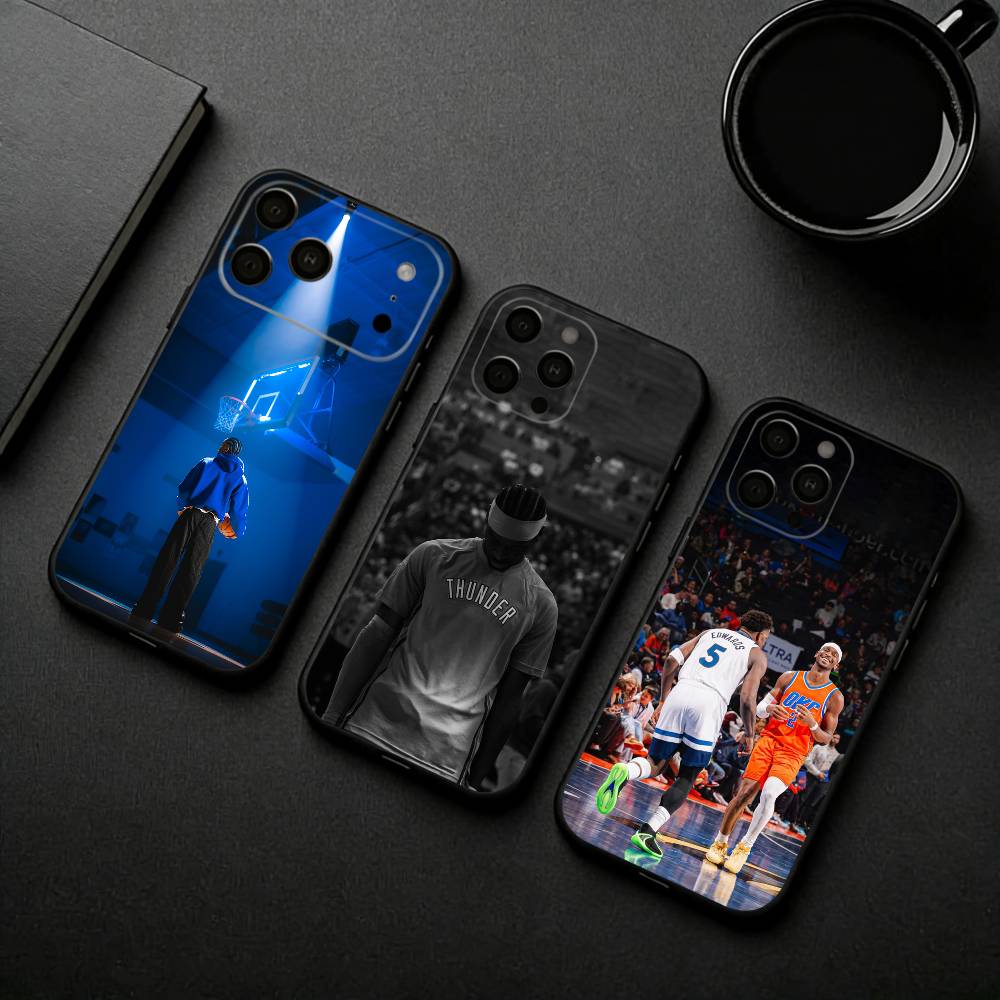 SGA B-Баскетбол G-Защита S-Ша Чехол для телефона Для iPhone 17pro,16,15,14,13,12,11 Plus,Pro Max,XS,Мягкий силиконовый Черный чехол