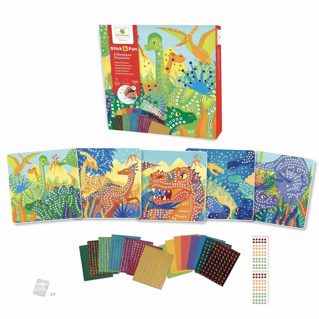 Mosaïques - SYCOMORE - Stick'N Fun - Dinosaures - Dès 5 ans