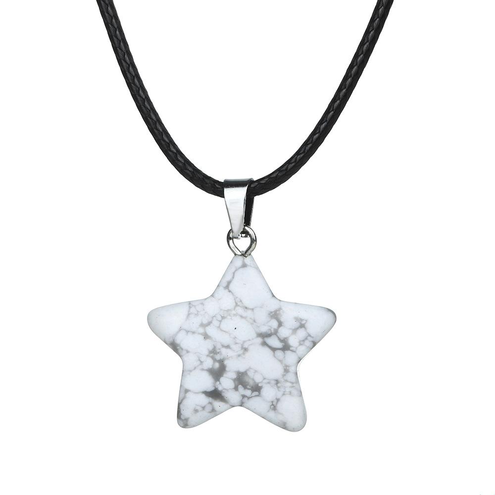 Natural stone star pendant, Xiuyu, blue patterned stone, pentagram necklace, jewelry