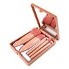 Portable Makeup Brush Set Multifunctional Set Mirror Soft Hair Loose Powder Brush Blush Foundation Shadow Brushes 5pcs, Fluorescent Red