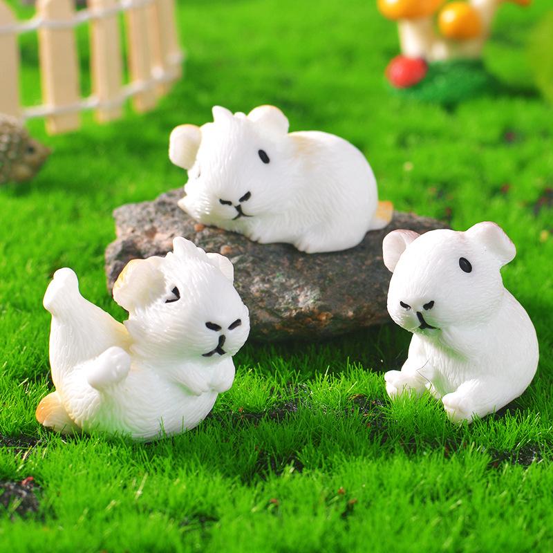 10-30Pcs Micro Landscape Guinea Pig Moss Ornaments Resin Tiny Animal Model Decorations Lawn Figurine Accessories Cute Sculpture