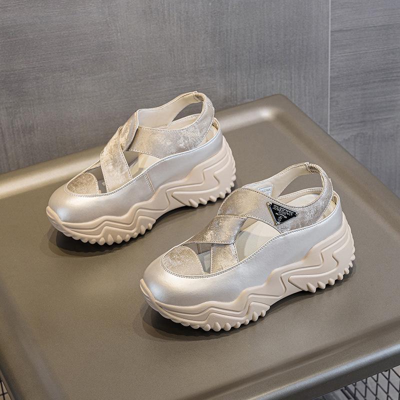 Daddy Shoes женские летние 2025 новые сандалии Baotou Hollow женские универсальные на толстой подошве модные повседневные дышащие женские туфли Tide