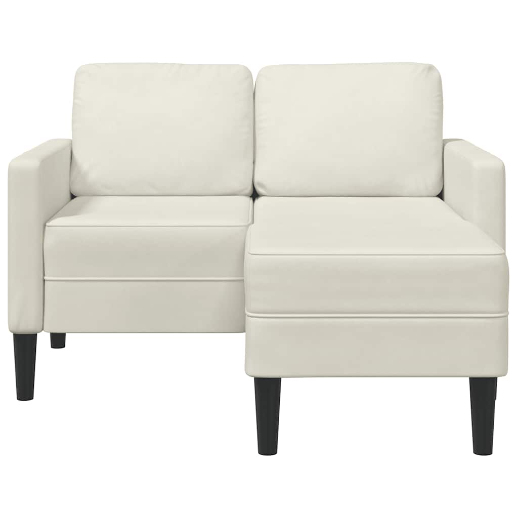 2 Seater Sofa with Chaise Longue L Shaped Cream 125 cm Velvet