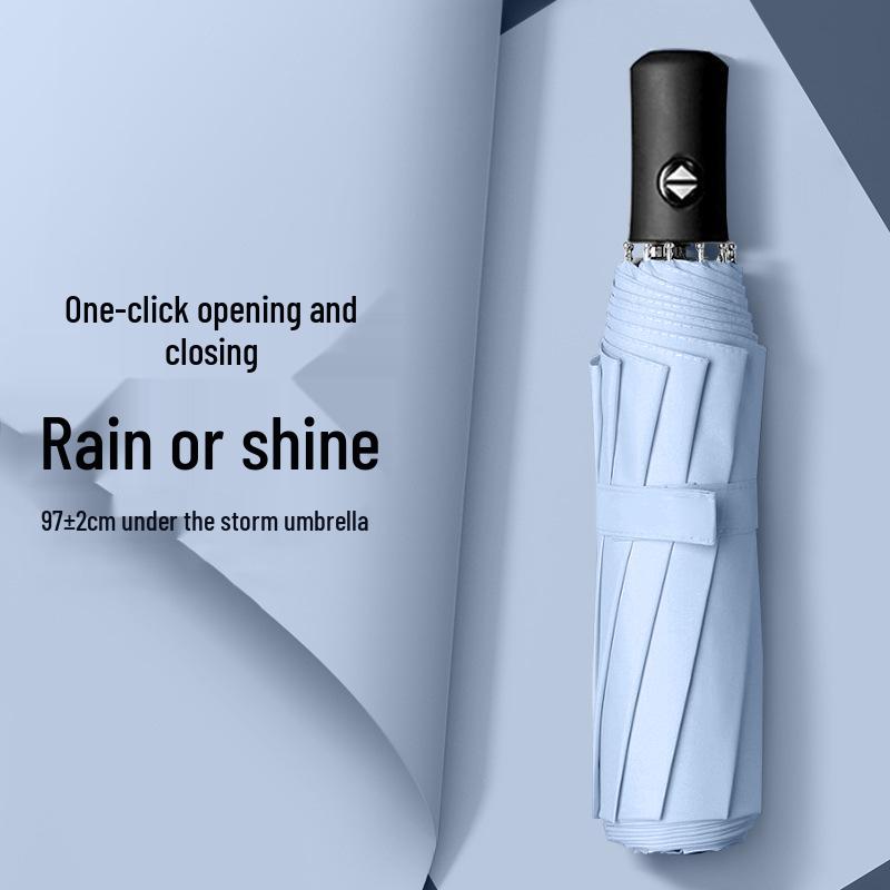 Мужской большой ветрозащитный складной зонт: Усиленный, Прочный, Двойного назначения для Солнца и Дождя