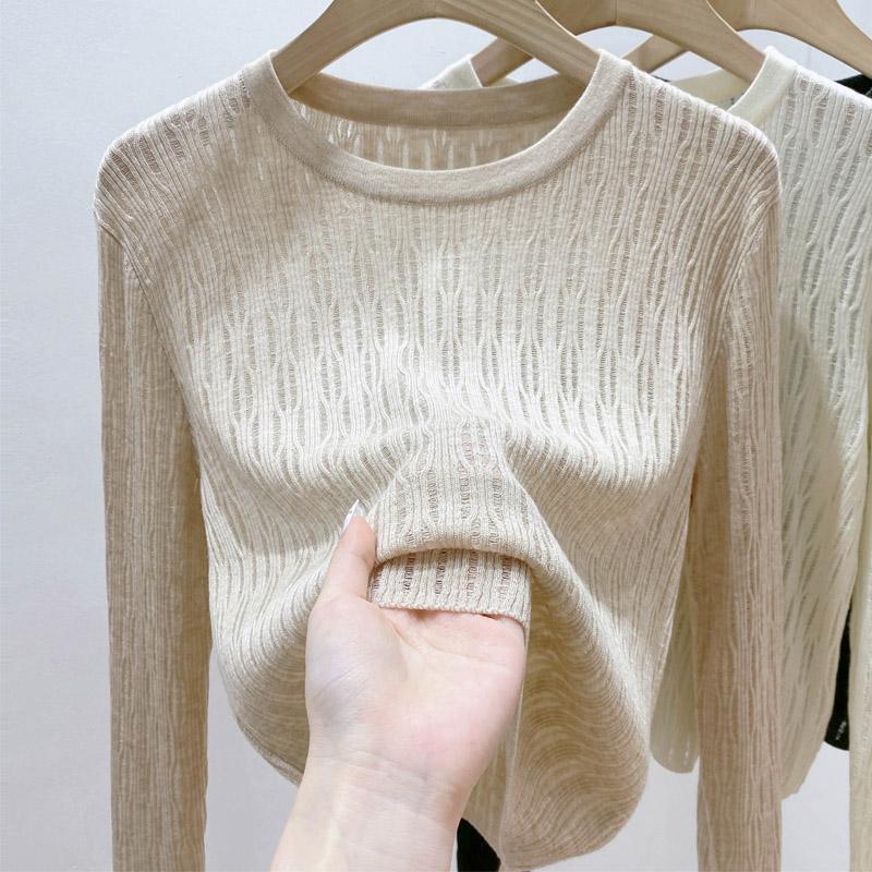 Женские свитера, пуловеры 2025 Осень-Зима Длинный рукав О-образный вырез Черный вязаный свитер Женские топы Пуловер JJ109