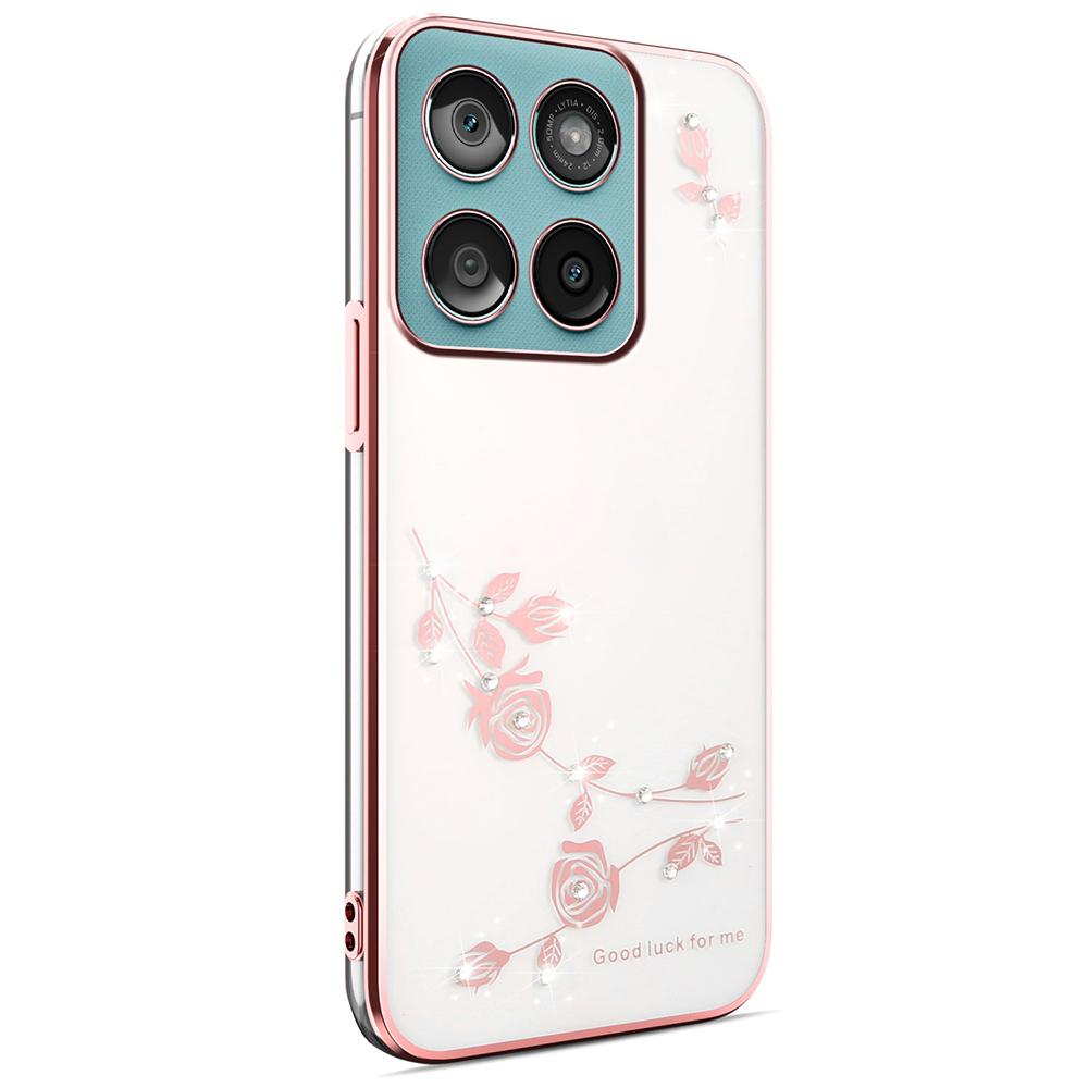 KADEM Чехол для Motorola Edge 60 Fusion 5G/Edge 60s 5G/Edge 60 5G Декор из стразов в виде цветка Гальванизированный ТПУ чехол для телефона