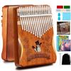 Kalimba 17 Key Beginner Set Mahogany Tuned Scale Engraved Tuned Japanese Sheet Music Included Introduction Book Included Engraved Cat Pattern Thumb