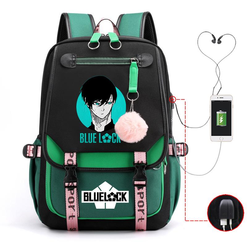 Blue Prison Anime School Bag College Wind Large Capacity Middle School Student Usb Backpack
