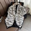 90cm Square Scarf Zebra Stripes Print Silk Scarfs Neck Scarves Headscarf Wraps Shawls Hijabs for Woman Satin Bandana Head Scarf