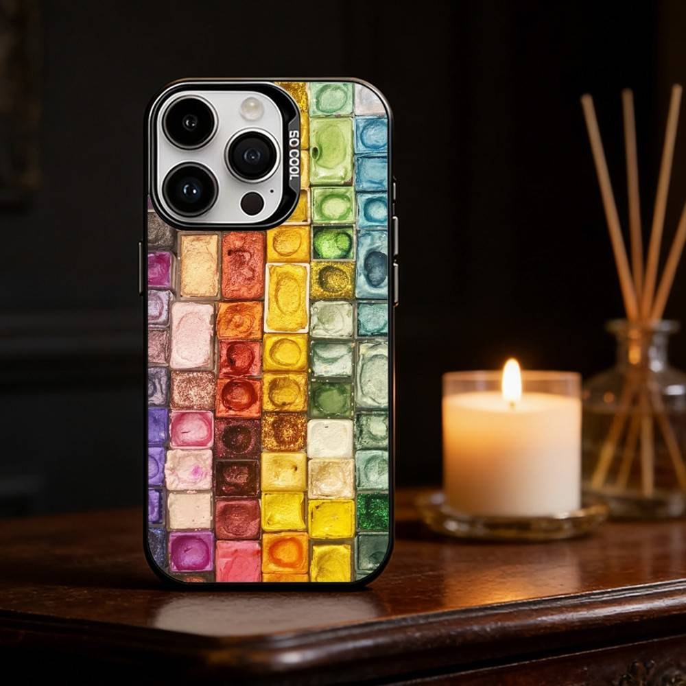 Watercolors Set Paint Palette Phone Case For iPhone 17 16 15 14 13 12 11 Pro Max Plus Silver Matte Black Cover