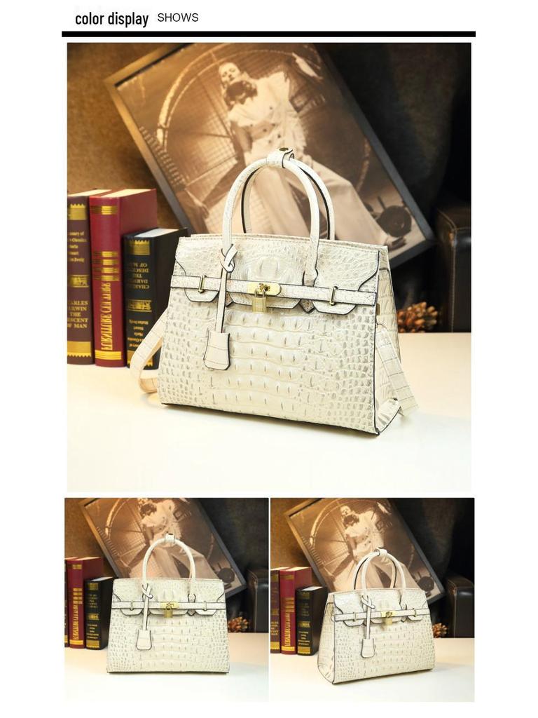 Европейская и американская платиновая сумочка с узором крокодила 2025 года – большая, стильная, прочная кожаная сумка для женщин