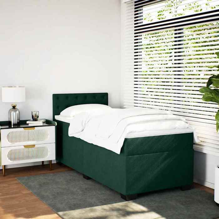 Maison Exclusive - Sommier à lattes de lit et matelas Vert foncé 80x200 cm Velours
