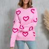 Women's Loose Casual  Fashion Round Neck Heart Sweater Knitted Bottoming Shirt Sweater