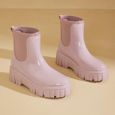 Женские короткие непромокаемые нескользящие туфли для дождя, новые модные резиновые туфли для взрослых на платформе, желейные дождевые сапоги, водонепроницаемые сапоги