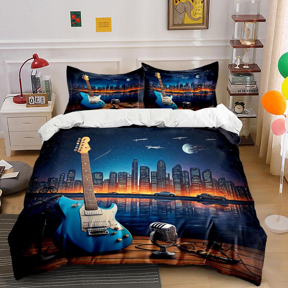 "Music Equipment Set for Performances" Bedding Set with 1 Duvet Cover 2 Pillowcases Single Double King Queen, Gift