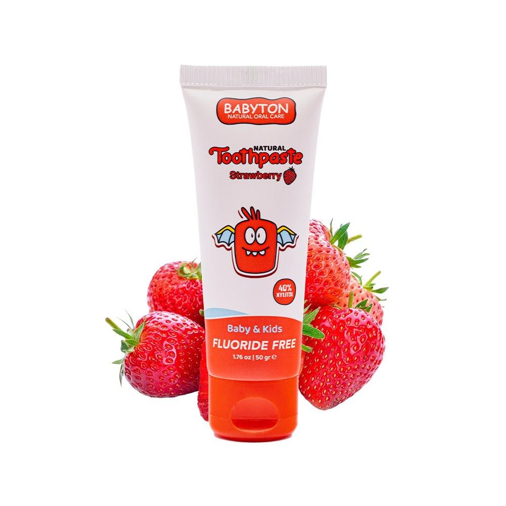 Strawberry-flavored fluoride-free children's toothpaste 6m+ 50g Babyton