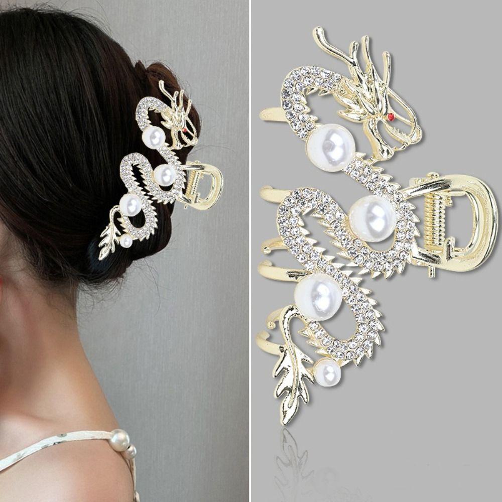 Синий дракон Синий дракон шпилька для волос Простая мода с жемчугом для женщин