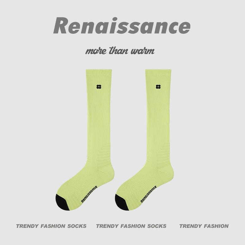 Renaissance Thin Compression Yoga Socks, Lightweight Sports Pressure Socks for Gym, Badminton and Running, Long Knee High Athletic Socks for Training