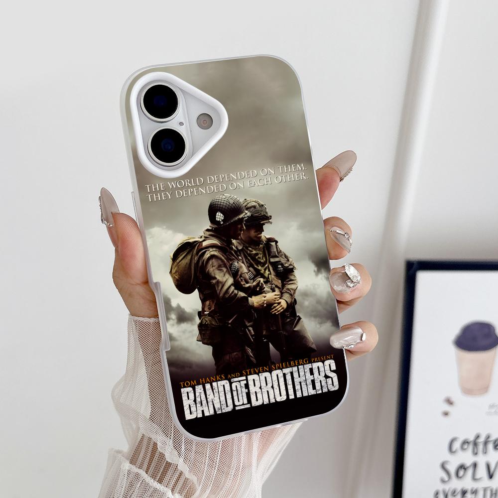 Чехол для телефона Band of Brothers для iPhone 17 16 15 14 13 12 11 Air Pro Max Plus Желейный Двухслойный Белый Чехол