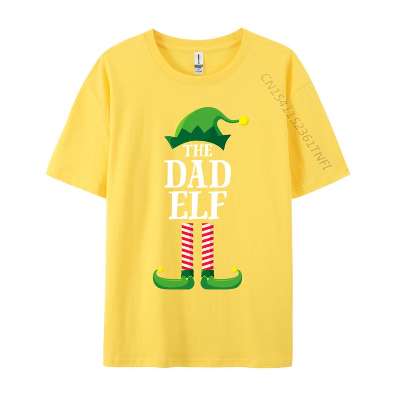 Dad Elf Matching Family Group Christmas T-Shirt Casual Cotton Men's Tees Fashionable Fitted Tshirts Funny Design