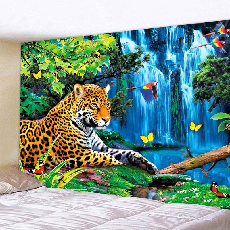 Фэнтезийный гобелен с животными, лесной тигр, украшение для дома, настенный подвесной богемный гобелен для гостиной, спальни, эстетика, украшение комнаты