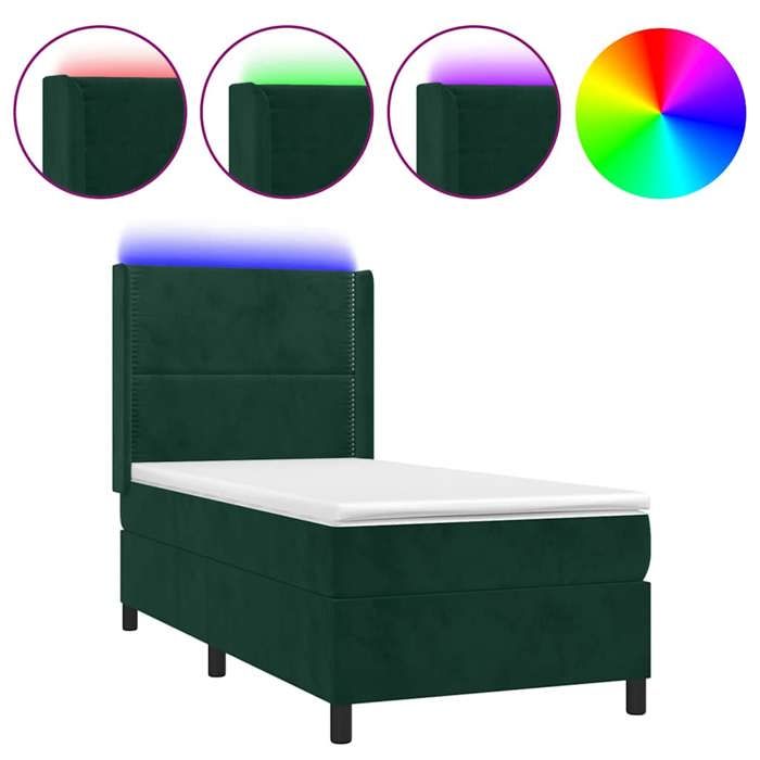 Maison Exclusive - Sommier à lattes de lit matelas et LED Vert foncé 100x200 cm