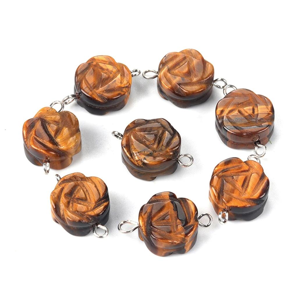 2 шт., натуральный камень, желтый нефрит/агаты, разъем в форме розы для изготовления ювелирных изделий, ожерелье, браслет, аксессуар, размер 14 мм