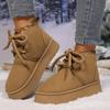 Women Snow Boots 2024new Lace-up Brand Design Casual Slip-on Walking Boots Comfortable Thick-soled Winter Plush Warm Ankle Boots