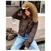 Womens Winter Cotton Coat With Faux Fur Collar Slim Fit Warm Short Parka