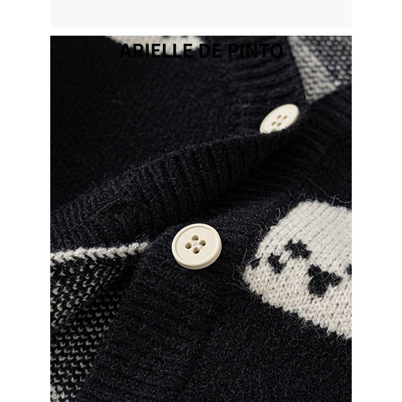 French Arielle De Pinto Boys' Knitwear Spring & Fall New Korean Style Rust V-Neck Cardigan Sweater Jacket