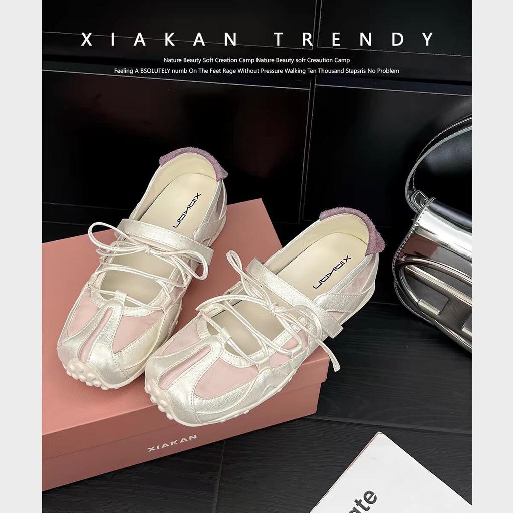 H55 Dream Maker того же стиля - Туфли Мэри Джейн на липучке Rebel Ballet из комбинированной кожи, женские повседневные универсальные одинарные туфли