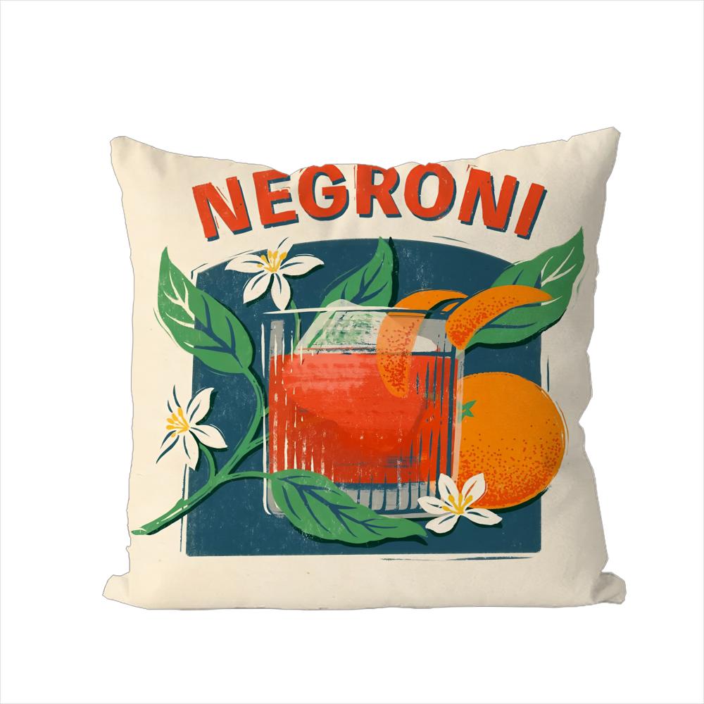Negroni Cocktail Pillow Case For Car Sofa Decorative Home Doublesided Print Plush Square Throw Pillow Cushion Cover