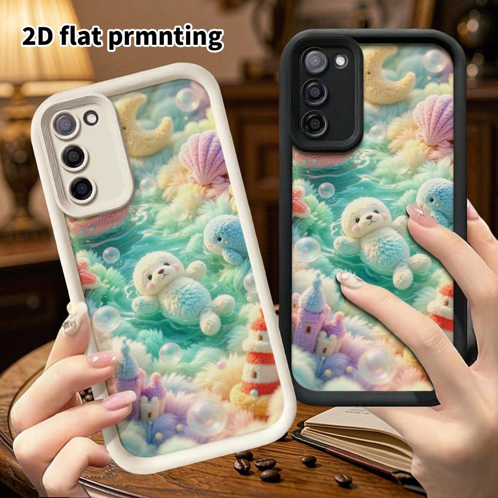 Phone case: 2D flat, suitable for Samsung Galaxy A34 A35 M05 M06 S20 S22 S21 FE Plus 5G protective cases, featuring a little seal in the moonlit ocean