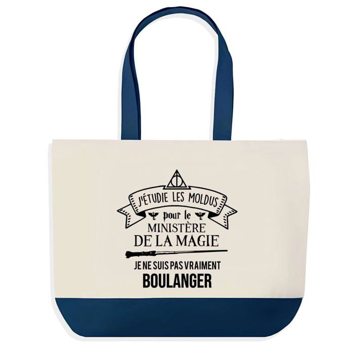 Sac shopping - PLANETEE - Boulanger Ministère de la Magie - Fond bleu - Coton 40x45 cm - Grand format