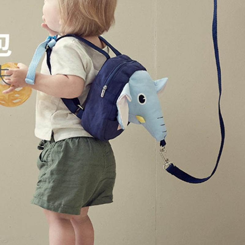 Детский безопасный рюкзак с защитой от потери, детская тяговая прогулочная веревка, детская школьная сумка с рисунком синего слона, хлопковая сумка