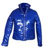 Women Fashion  Long Sleeve Glossy Leather Bread Down Jacket Zipper Pockets Coat