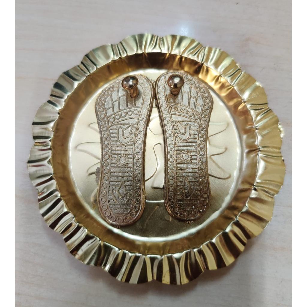 @ Индийская традиционная Шри Ма Лакшми Чаран Падука с тарелкой 25 г L491 Zr-3021-60% Скидка