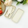 Портативный складной набор столовых приборов, детская посуда из пшеничной соломы, посуда для кемпинга на открытом воздухе с мини-коробкой, вилка, ложка, палочки для еды, посуда