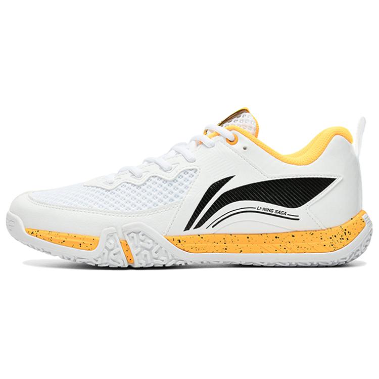 Li Ning Saga 2 Lite Амортизация с использованием резины, Износостойкие низкие Бадминтонные кроссовки Унисекс Белый Желтый AYTT003-3